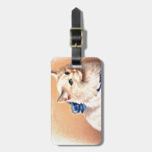 Vintage Katze mit Blue Bow Gepäckanhänger (Vorderseite vertikal)