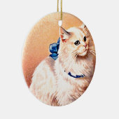 Vintage Katze mit Blue Bow Keramikornament (Rechts)