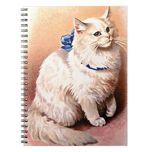 Vintage Katze mit Blue Bow Notizblock (Vorderseite)