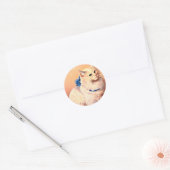 Vintage Katze mit Blue Bow Runder Aufkleber (Umschlag)