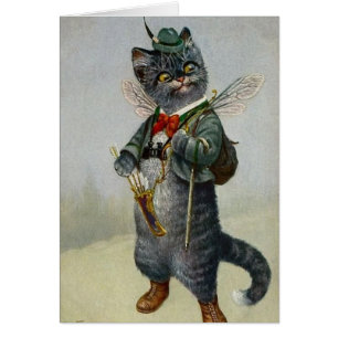 Vintage - Katze mit Bogen und Pfeilen,