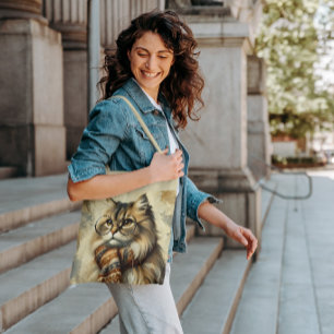 Vintage Katze mit Brille und Schal Tasche