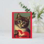 Vintage Katze mit Herzkarte Feiertagspostkarte (Stehend Vorderseite)