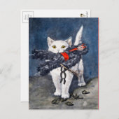 Vintage Katze mit Krampuspostkarte Postkarte (Vorne/Hinten)