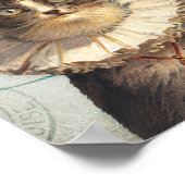 Vintage Katze mit Ruff Collar und Schmetterlingen Poster (Ecke)