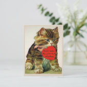 Vintage Katze mit Valentingrüßkarte Einladung (Stehend Vorderseite)