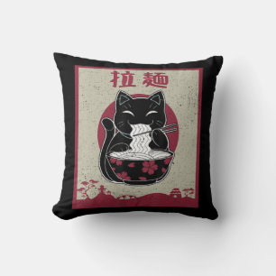 Vintage-Katze Ramen Kawaii Anime Japanisches Gesch Kissen
