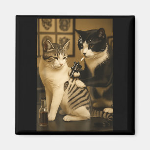 Vintage-Katze raucht Tattoo tätowierte Katze Künst Magnet