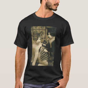 Vintage-Katze raucht Tattoo tätowierte Katze Künst T-Shirt