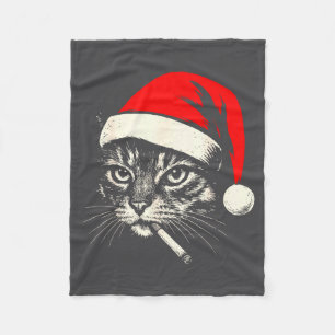 Vintage-Katze raucht Zigarette Weihnachtskatze San Fleecedecke