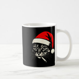 Vintage-Katze raucht Zigarette Weihnachtskatze San Kaffeetasse