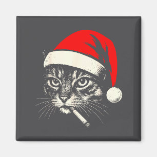 Vintage-Katze raucht Zigarette Weihnachtskatze San Magnet