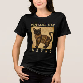 Vintage-Katze Retro, Antik-Stil Tri-Blend Shirt
