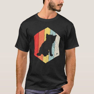 Vintage-Katze Retro-Kätzchen-Silhouette 60er 70er T-Shirt