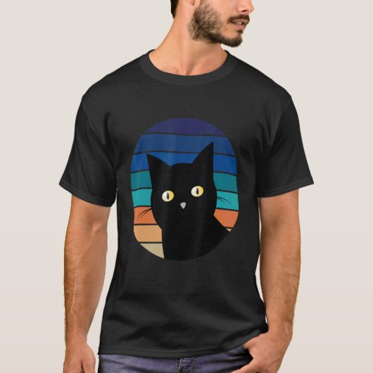 Vintage Katze Retro Katze Schwarze Katze T-Shirt (Vorderseite)