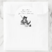 Vintage Katze Schreiben eines Schreibens Runder Aufkleber (Tasche)