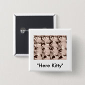 Vintage Katze/Schwarz/Weiß-Foto Button (Vorne & Hinten)