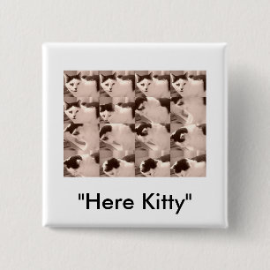 Vintage Katze/Schwarz/Weiß-Foto Button