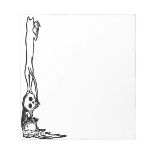 Vintage Katze, Skull & Owl Notepad Notizblock