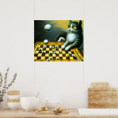 VINTAGE-KATZE SPIELT SCHACH | WHIMSICAL Deko (Küche)