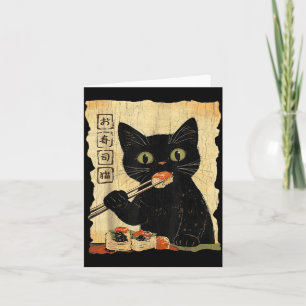 Vintage-Katze-Sushi-Grafik japanische Kunst Ästhet Karte