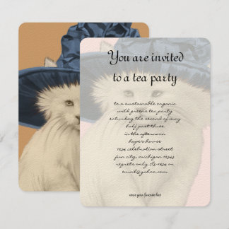 Vintage-Katze-Tee-Party-Einladung Vintage Blauer H Einladung