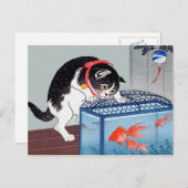 Vintage Katze und Goldfish Postkarte (Vorne/Hinten)