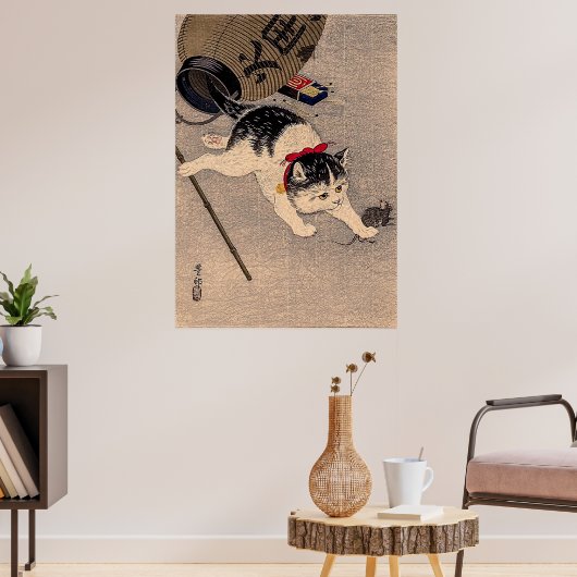 Vintage Katze und Maus von Ohara Koson Poster (Wohnzimmer 3)