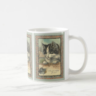 Vintage-Katze und Maus "Warten auf mich?" Kaffeetasse