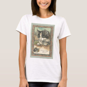 Vintage Katze und Maus "Warten auf mich?" T-Shirt