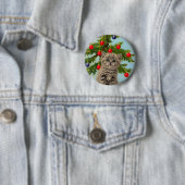 Vintage Katze und Weihnachtsbaum Button (Beispiel)