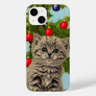 Vintage Katze und Weihnachtsbaum Case-Mate iPhone 14 Hülle