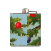 Vintage Katze und Weihnachtsbaum Flachmann (Rückseite)
