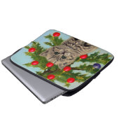 Vintage Katze und Weihnachtsbaum Laptopschutzhülle (Vorne Knopf)