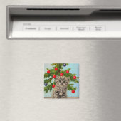 Vintage Katze und Weihnachtsbaum Magnet (In Situ (Geschirrspüler))