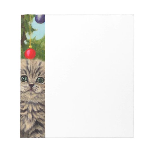 Vintage Katze und Weihnachtsbaum Notizblock (Vorderseite)