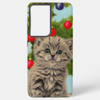 Vintage Katze und Weihnachtsbaum