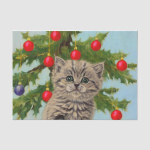 Vintage Katze und Weihnachtsbaum Seidenpapier