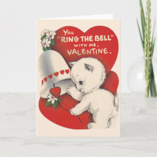 Vintage Katze Valentine Bell Valentine Tageskarte Feiertagskarte