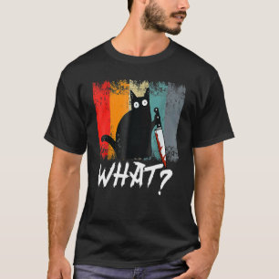 Vintage-Katze Was Schwarze Mörderkatze Mit Messer T-Shirt