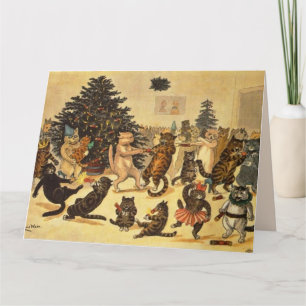 VINTAGE-KATZE-WEIHNACHTS-Grußkarte LOUIS WAIN Karte