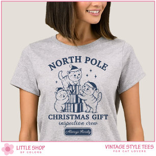 Vintage Katze Weihnachtsgeschenk Inspektionsteam F T-Shirt