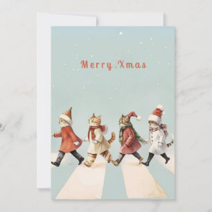 Vintage-Katze-Weihnachtsgrußkarte Einladung