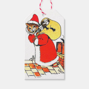 Vintage-Katze Weihnachtsmann (Weihnachten), Louis Geschenkanhänger