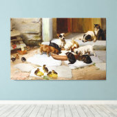 Vintage Katze Welpe Kitten Duckkistchen Leinwanddruck (Insitu (Holzboden))