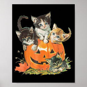 Vintage-Katze Y Halloween-Schwarzes Kätzchen Kostü Poster