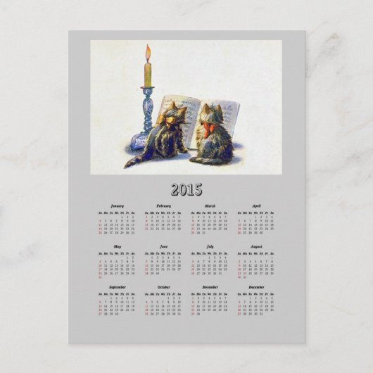 Vintage Katzen 2015 Kalender Postkarte (Vorderseite)