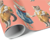 ~ VINTAGE KATZEN ~ 3D ~ GESCHENKPAPIER (Rolleneckpunkt)