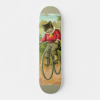 Vintage Katzen auf dem Fahrrad Skateboard