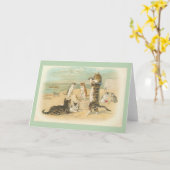 Vintage Katzen auf der Beach Note Card Karte (Gelbe Blume)